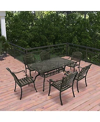 Mondawe 7-Piece Outdoor Patio Furniture Set Dinning Chair with Foldable Table