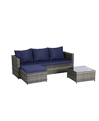 Streamdale 2-Piece Wicker Patio Set, L-Shaped, Ottoman