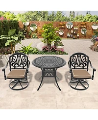 Streamdale 3-pc Cast Aluminum Dining Set, 2 Swivel Chairs & 35" Round Table