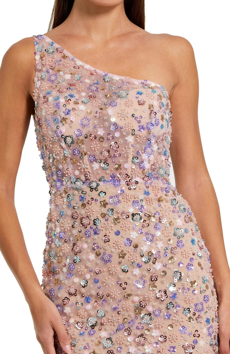Mac Duggal Women's Floral Embellished One Shoulder Gown