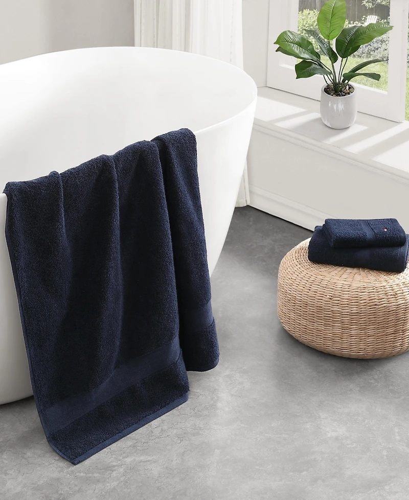 Tommy Hilfiger Home Modern American Solid Cotton Washcloth, 13" x