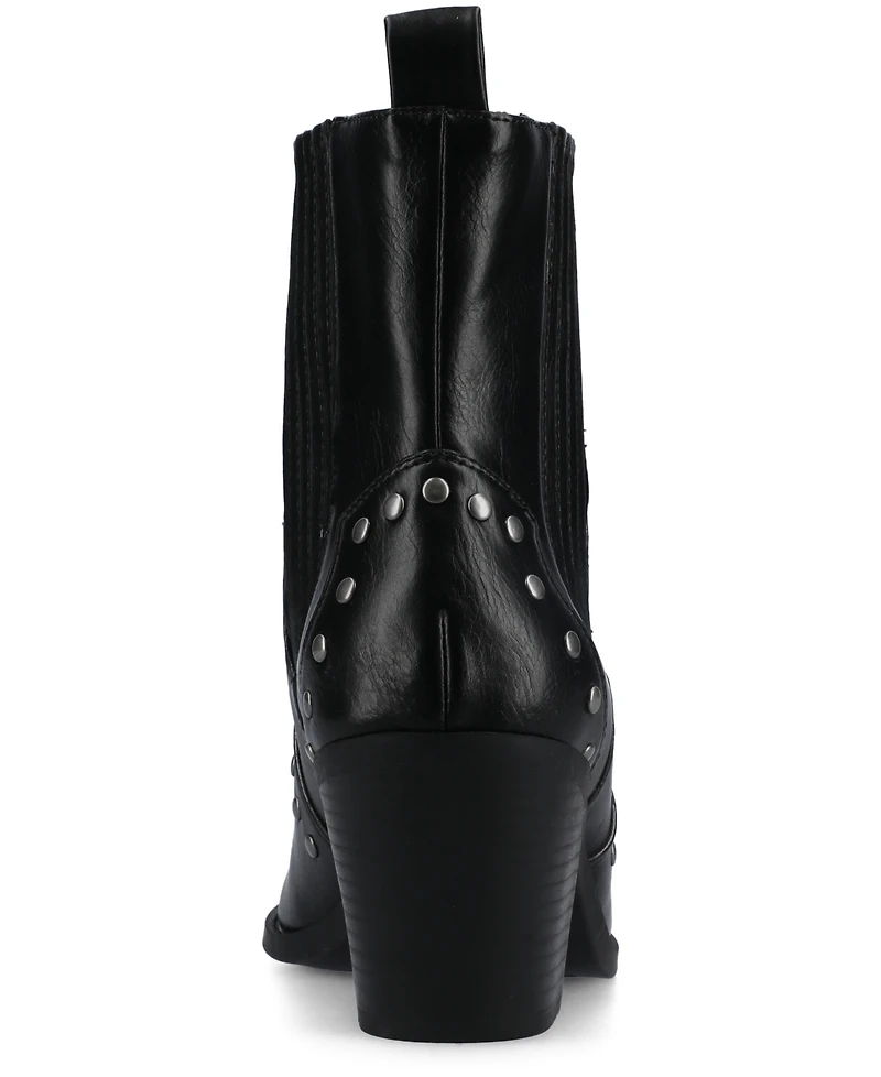 Journee Collection Women's Braylee Western Studded Ankle Booties