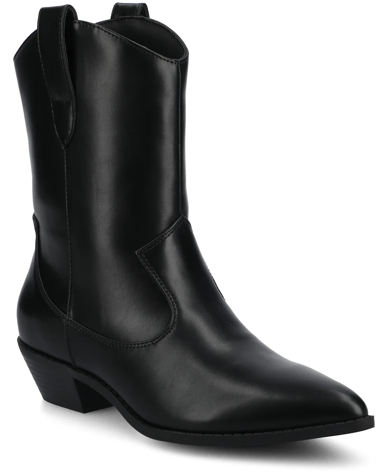 Journee Collection Women's Fritzie Western Pointed Toe Comfort Ankle Booties