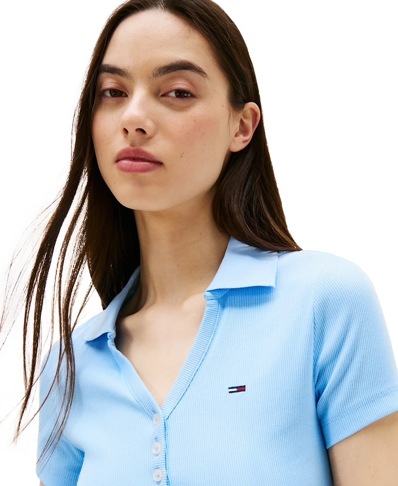 Tommy Jeans Women's Slim-Fit Ribbed Polo Shirt