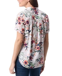 Gloria Vanderbilt Women's Daisy Printed Short-Sleeve Shirt