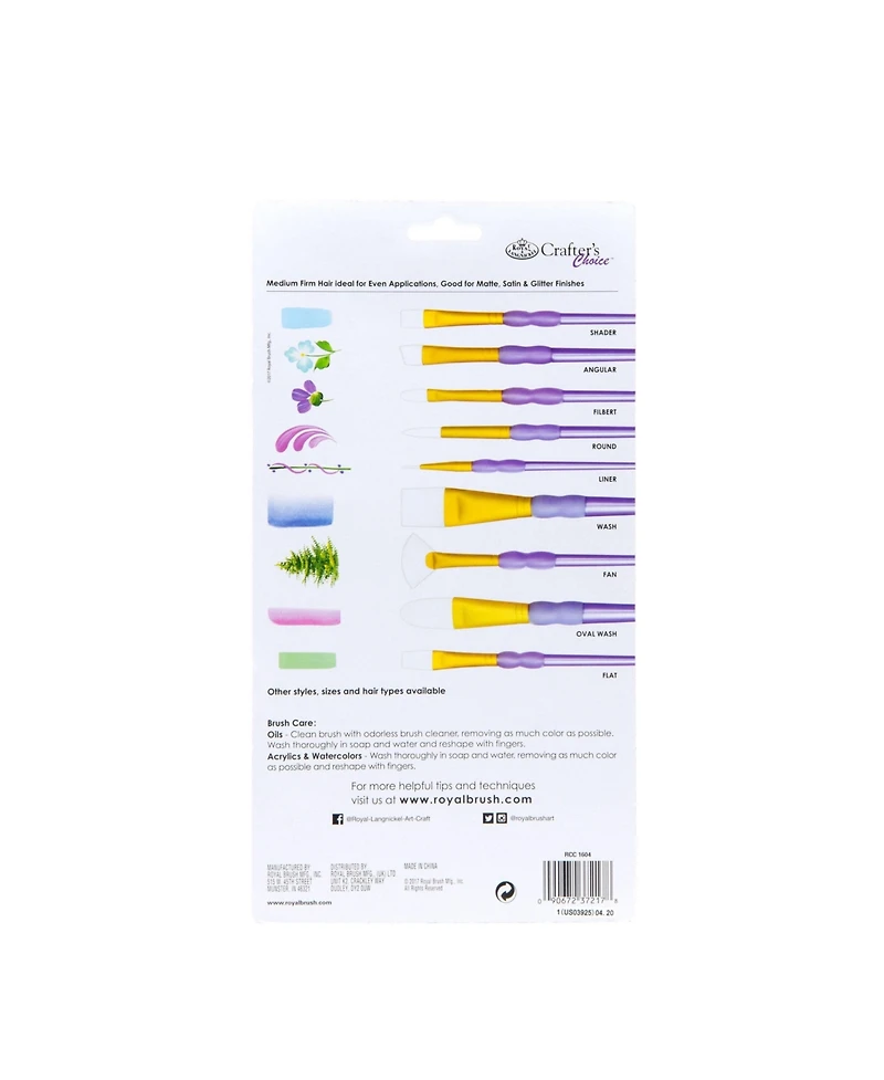 Royal & Langnickel Crafter's Choice Synthetic White Taklon Paint Brushes, 15pc