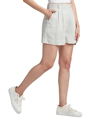 Bcx Juniors' Striped Pleat-Front Mid-Rise Shorts