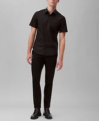 Calvin Klein Men's Slim Fit Short Sleeve Solid Stretch Button-Front Shirt