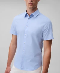Calvin Klein Men's Slim Fit Short Sleeve Solid Stretch Button-Front Shirt