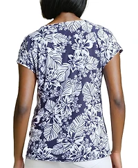 Jones New York Women's Leaf-Print Extended-Shoulder Top