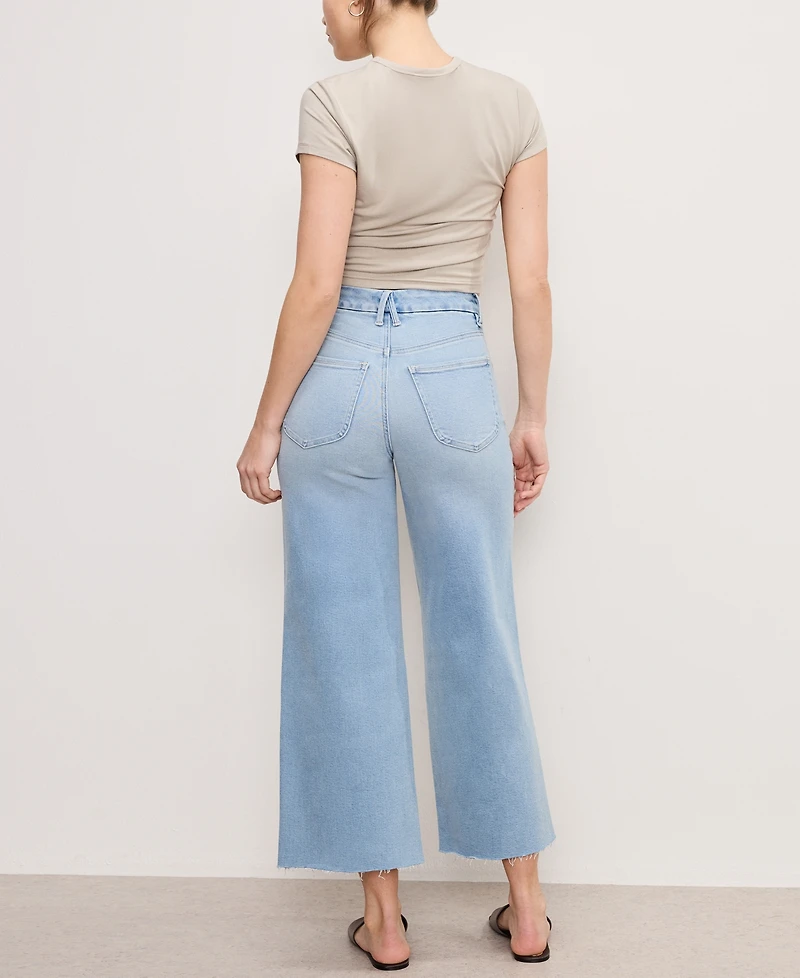 Good American Women's Waist Palazzo Crop Light Compression Jeans