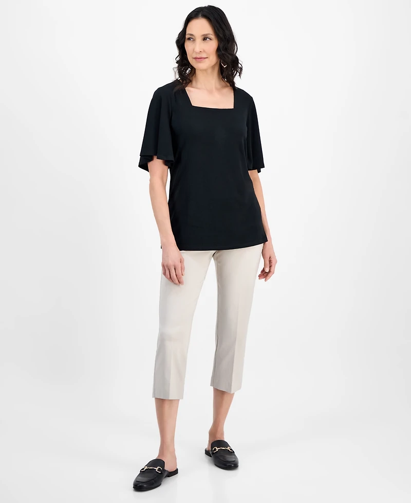 Jm Collection Women's Flutter-Sleeve Square Neck Top, Exclusively at Macy's