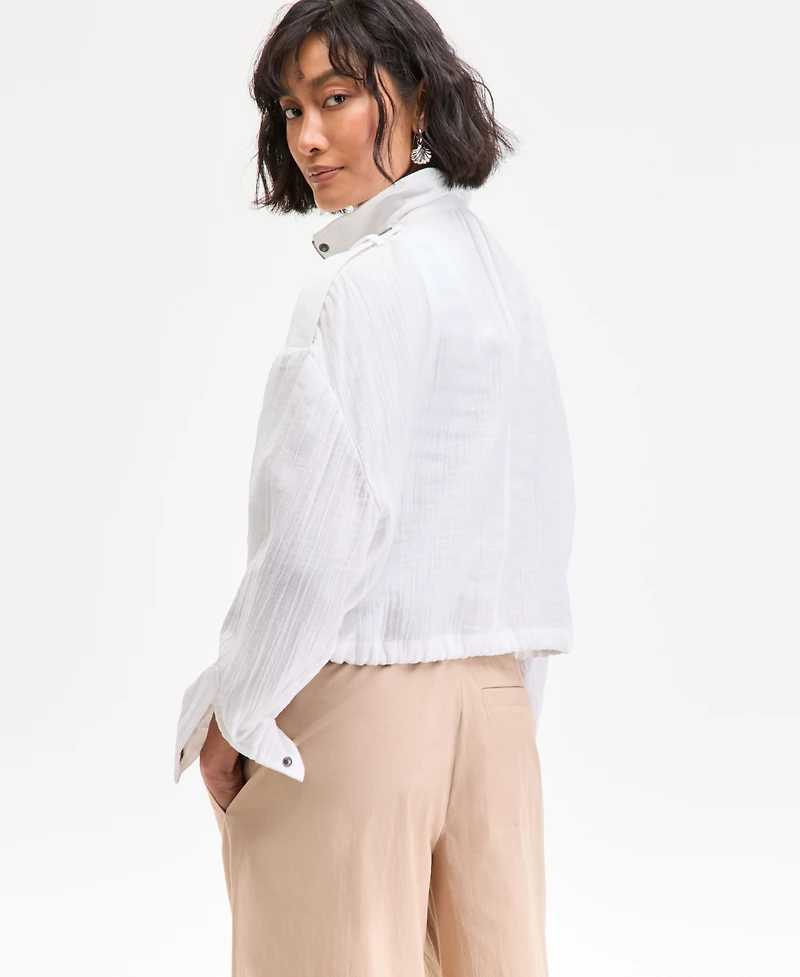 On 34th Women's Cotton Gauze Cropped Jacket, Exclusively at Macy's