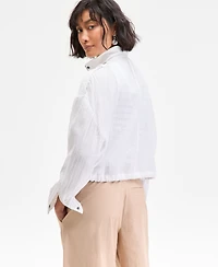 On 34th Women's Cotton Gauze Cropped Jacket, Exclusively at Macy's