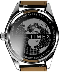 Timex Men's Analog Black Leather Strap Watch, 41mm