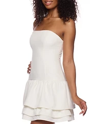 Alex & Sophia Juniors' Strapless Layered-Hem Fit Flare Dress