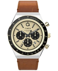 Timex Men's Analog Brown Leather Strap Watch, 40mm