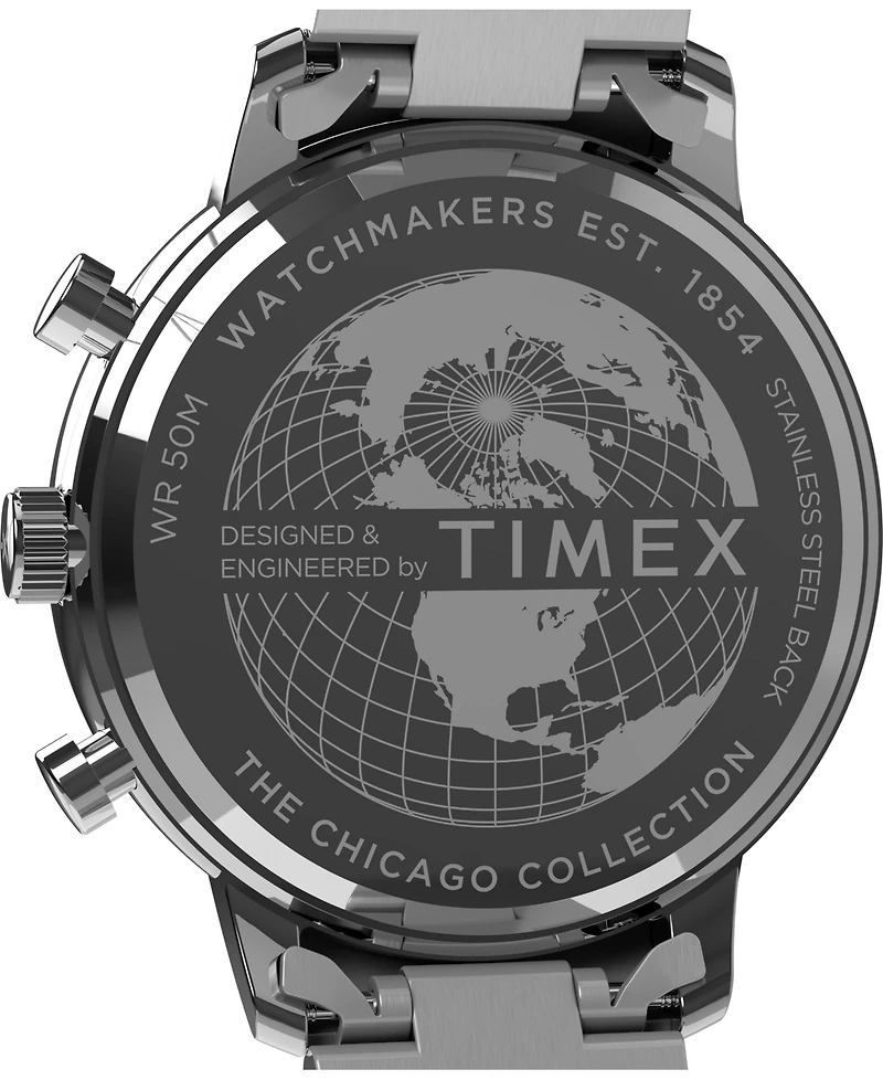 Timex Men's Analog Silver-Tone Stainless Steel Watch, 45mm