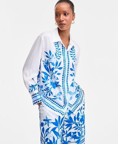 I.n.c. International Concepts Women's Printed Long-Sleeve Shirt, Exclusively at Macy's