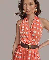 Donna Karan New York Women's Polka-Dot Belted A-Line Dress