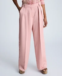 Kenneth Cole Women's Satin Twill Pleated Wide-Leg Pants