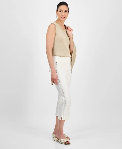 Jm Collection Women's Rhinestone Pull-On Capri Pants, Exclusively at Macy's