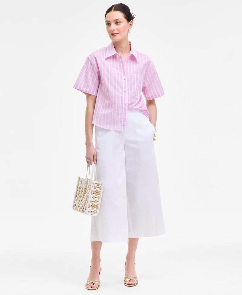 On 34th Women's Cotton Adventure Stripe Short-Sleeve Shirt, Exclusively at Macy's