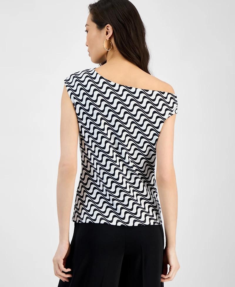 I.n.c. International Concepts Women's Cotton Extended-Shoulder Cowlneck Top, Exclusively at Macy's