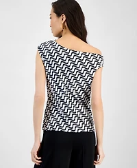 I.n.c. International Concepts Women's Cotton Extended-Shoulder Cowlneck Top, Exclusively at Macy's