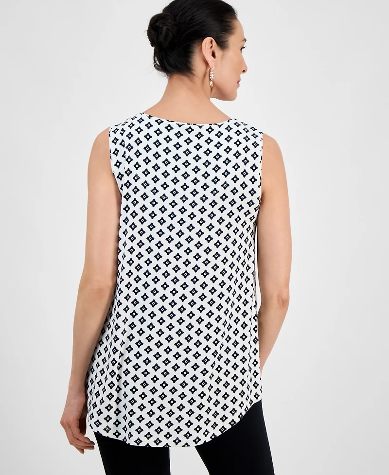 Jm Collection Women's Printed Scoop-Neck Sleeveless Tank Top, Exclusively at Macy's