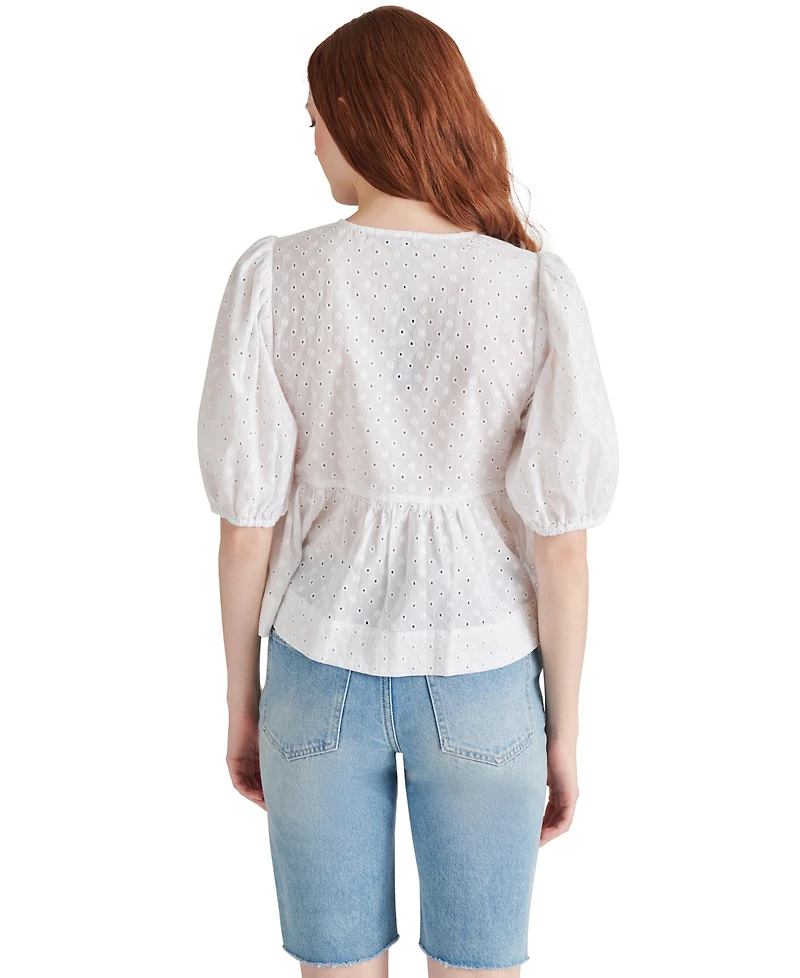 Steve Madden Women's Paula Eyelet Tie-Front Cotton Top