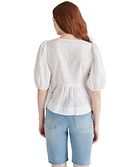 Steve Madden Women's Paula Eyelet Tie-Front Cotton Top