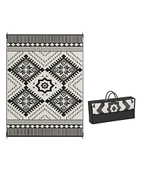 Outsunny Outdoor Rug, 9' x 12' Floor Mat, Toothed Rhombus