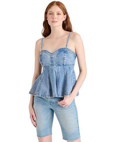 Steve Madden Women's Delta Sleeveless Denim Peplum Top