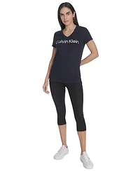 Calvin Klein Women's V-Neck Logo Short-Sleeve T-Shirt