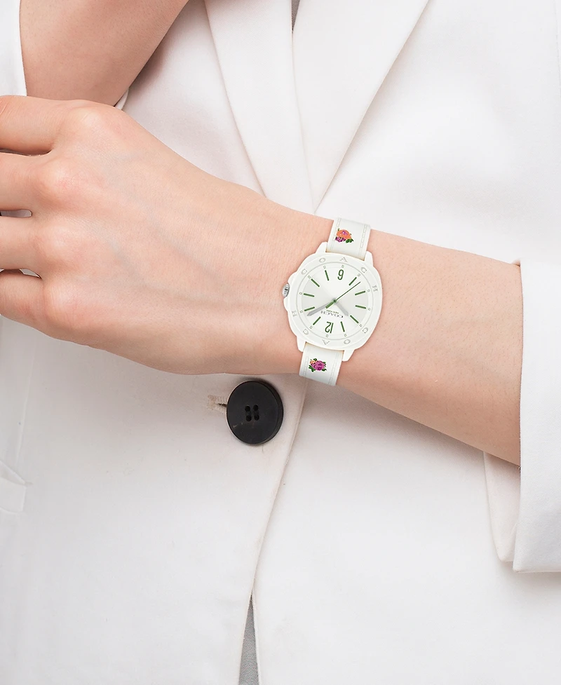 Coach Women's Kitt Chalk Silicone Strap Watch, 35.4mm