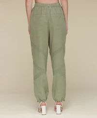 Avec Les Filles Women's Crochet-Trim Soft Utility Jogger Pants