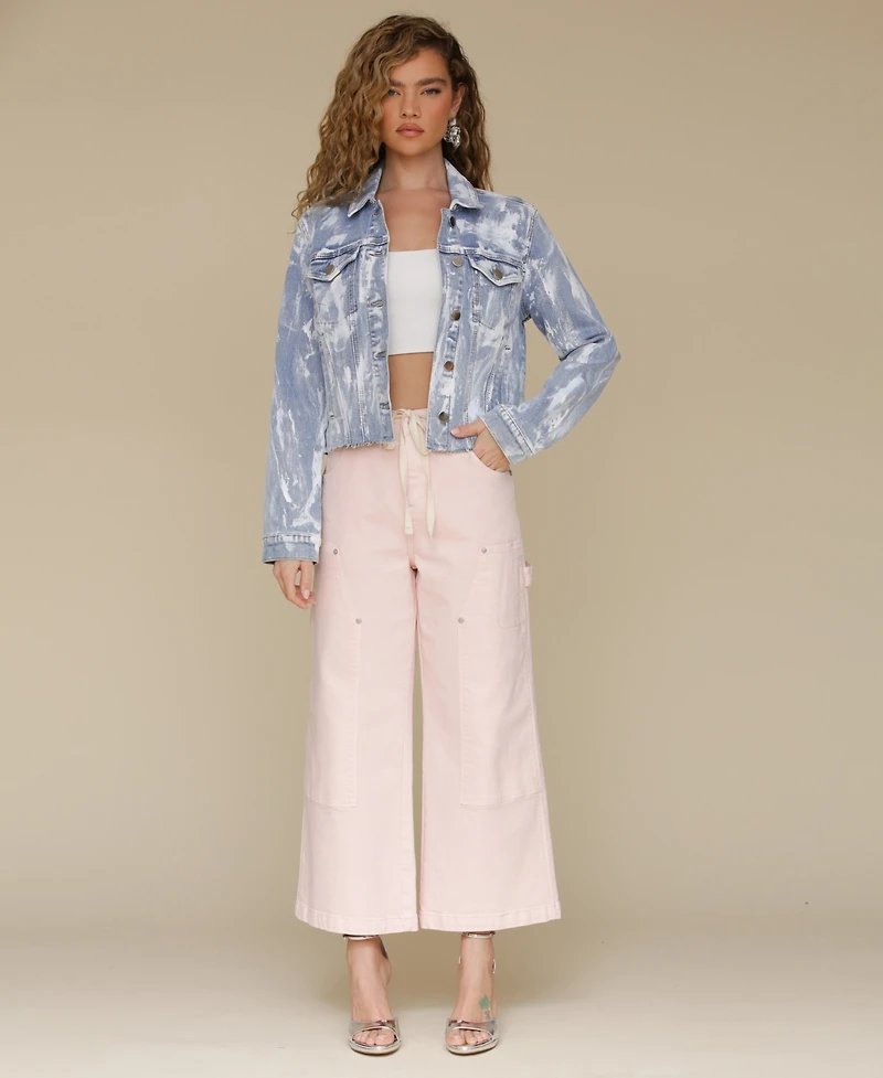 Avec Les Filles Women's Raw-Edge Cropped Trucker Jacket