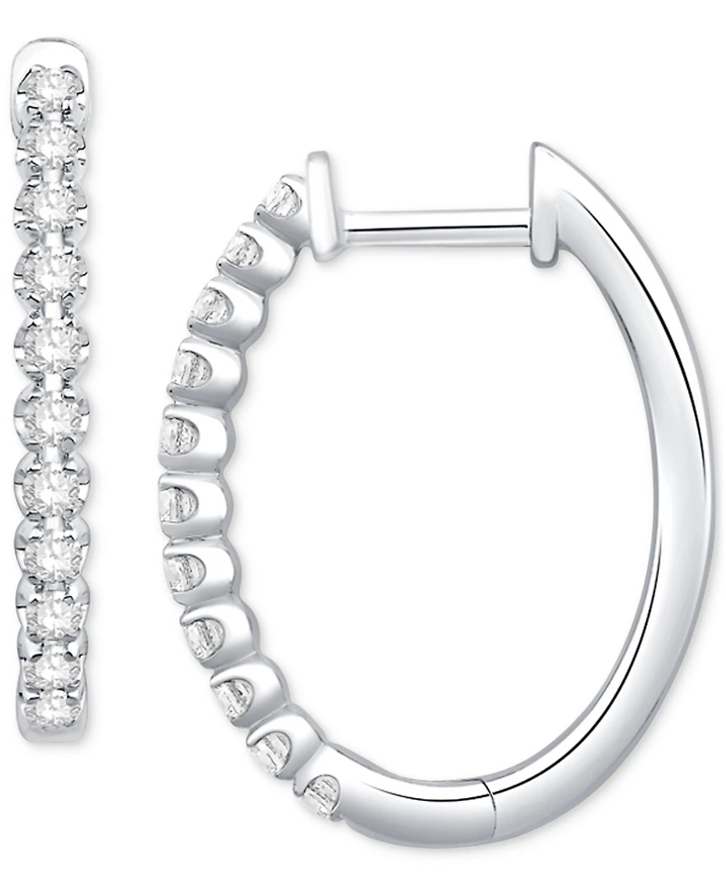 Diamond Small Hoop Earrings (1/3 ct. t.w.) 10k White Gold or Yellow
