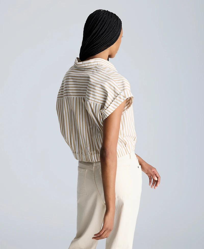 Kenneth Cole Women's Striped Short Dolman-Sleeve Cropped Shirt