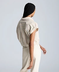 Kenneth Cole Women's Striped Short Dolman-Sleeve Cropped Shirt
