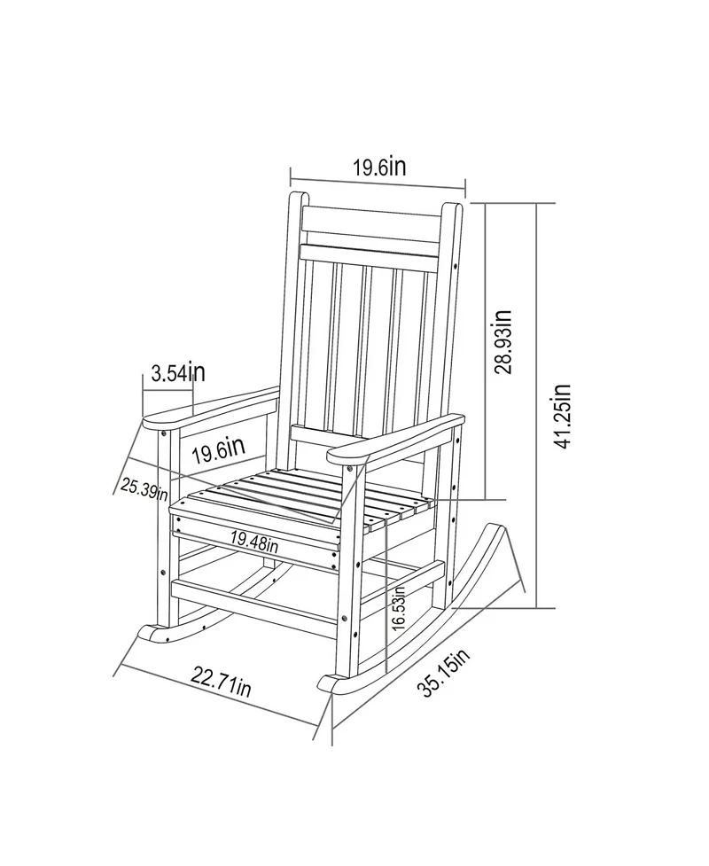Streamdale 3-Piece Rocking Chair Set, All-Weather Rockers & Table - Black