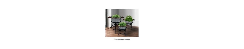 3-Piece Galvanized Metal Planter Set – Round Tub Design with Iron Stands