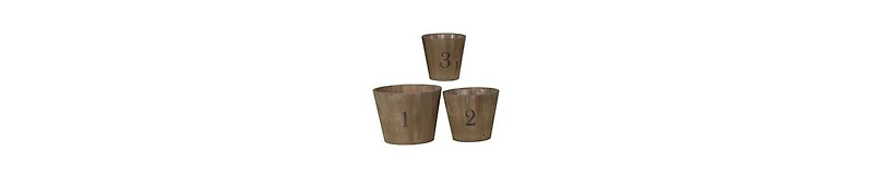Set of 3 Round Wooden Planters – Various Sizes for Indoor & Outdoor Use