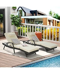Streamdale Outdoor Wicker Reclining Lounge Chair Set, Cushioned, 150° Recline