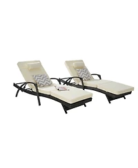 Streamdale Outdoor Wicker Reclining Lounge Chair Set, Cushioned, 150° Recline