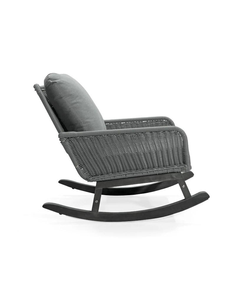 Streamdale Modern 3-piece gray rattan rocking chair set with table, Patio/balcony