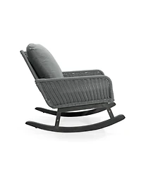 Streamdale Modern 3-piece gray rattan rocking chair set with table, Patio/balcony