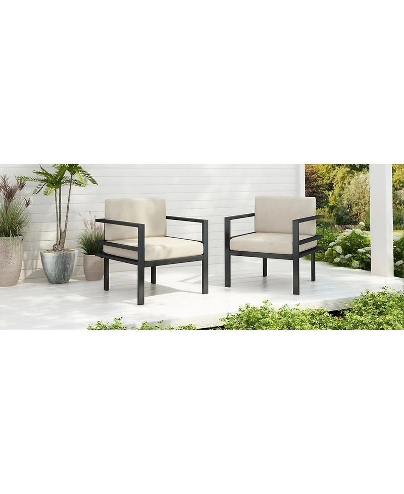 Streamdale (Set of 2) 27,7" Modern Outdoor Lounge Chair with Aluminum Frame