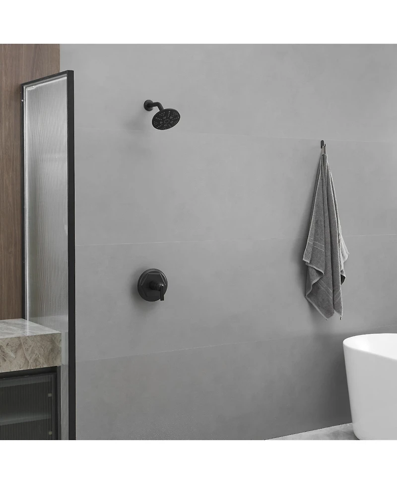 Single-Handle 6-Spray Shower Faucet Set Trim Kit 1.8 Gpm with Valve and Filtered Shower Head in Matte Black